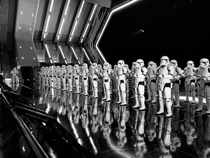 Stormtroopers at the Rise of the Resistance attraction